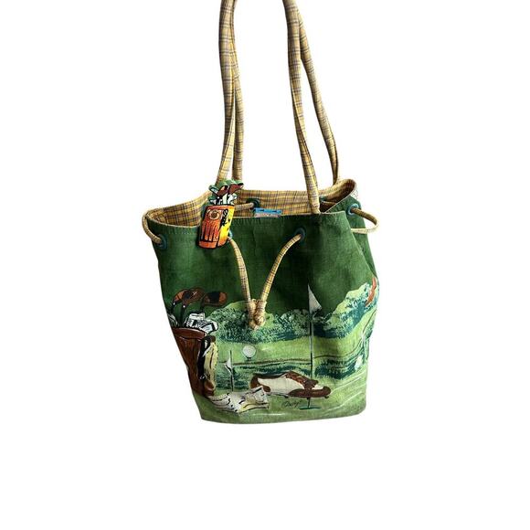 Anne Ormsby Sun Sand Golf Holiday Canvas Swimming Beach Tote Bag - Picture 1 of 14